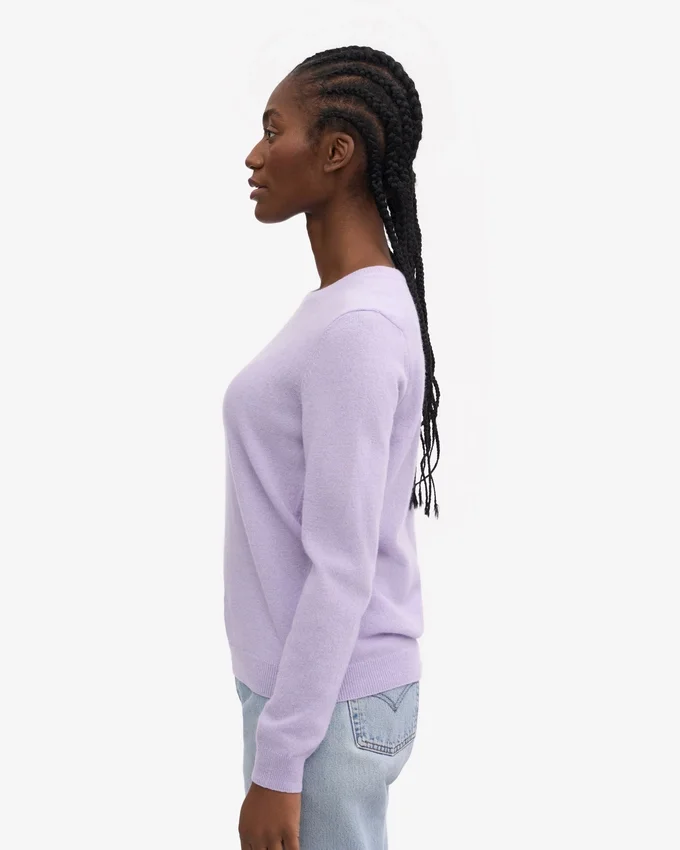 Jersey de cuello redondo de lana merina ligera para mujer - Lavanda suave