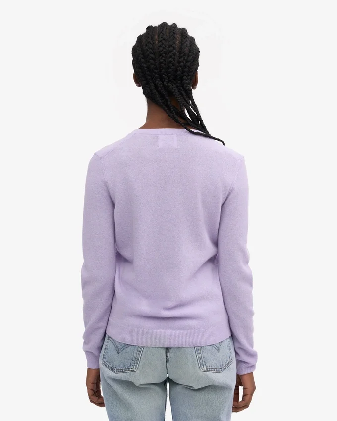 Jersey de cuello redondo de lana merina ligera para mujer - Lavanda suave
