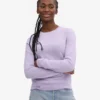 Jersey de cuello redondo de lana merina ligera para mujer - Lavanda suave