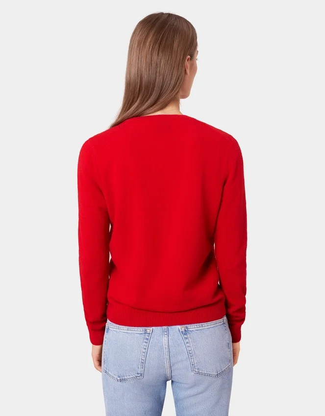 Jersey de cuello redondo de lana merina ligera para mujer - Verde océano