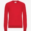 Jersey de cuello redondo de lana merina ligera - Rojo escarlata