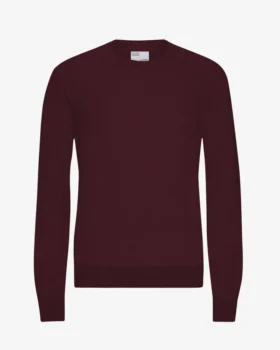 Jersey de cuello redondo de lana merina ligera - Rojo sangre
