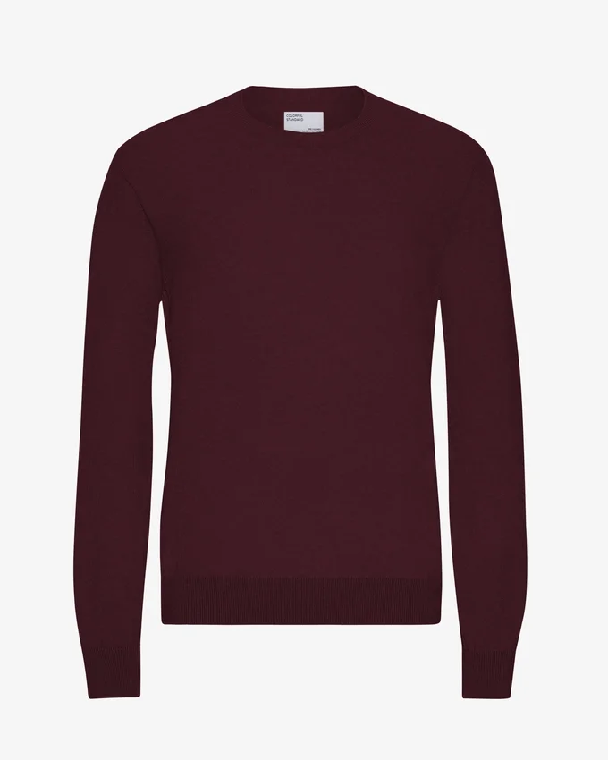 Jersey de cuello redondo de lana merina ligera - Rojo sangre
