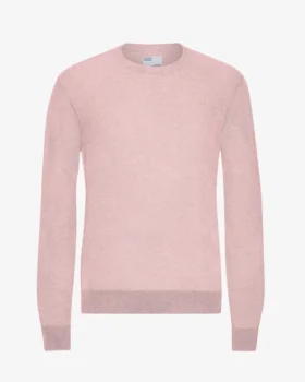 Jersey de cuello redondo de lana merina ligera - Rosa descolorido
