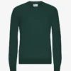 Jersey de cuello redondo de lana merina ligera - Verde esmeralda