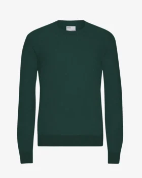 Jersey de cuello redondo de lana merina ligera - Verde esmeralda
