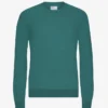 Jersey de cuello redondo de lana merina ligera - Verde océano
