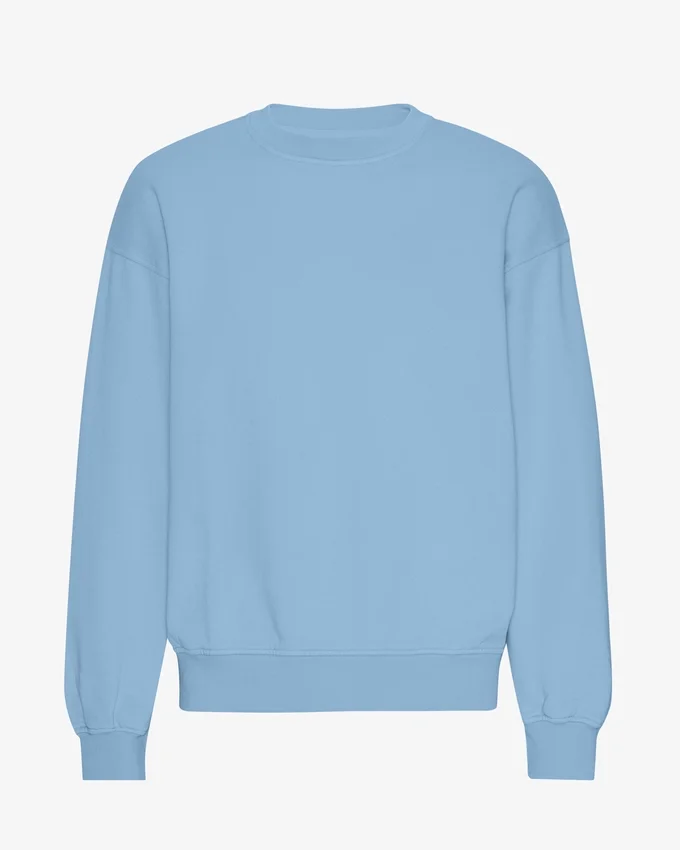 Jersey de cuello redondo oversize de algodón orgánico - Azul mar