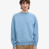 Jersey de cuello redondo oversize de algodón orgánico - Azul mar