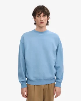 Jersey de cuello redondo oversize de algodón orgánico – Azul mar