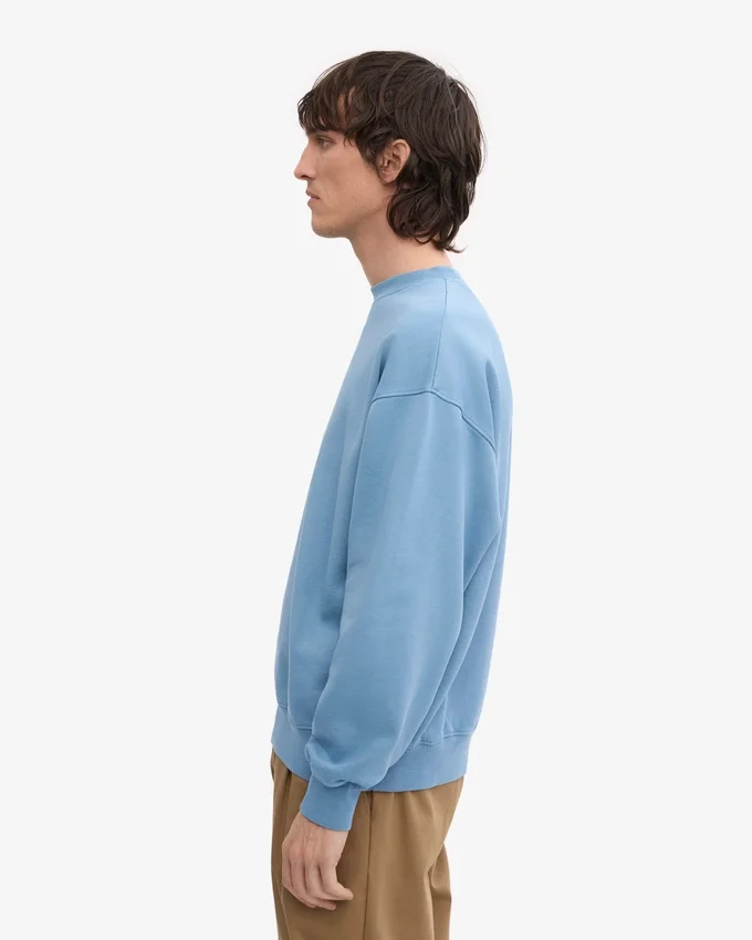Jersey de cuello redondo oversize de algodón orgánico - Azul mar