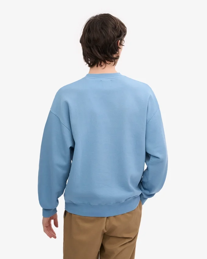 Jersey de cuello redondo oversize de algodón orgánico - Azul mar