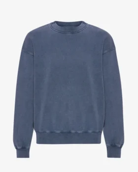 Jersey de cuello redondo oversize de algodón orgánico - Azul Neptuno