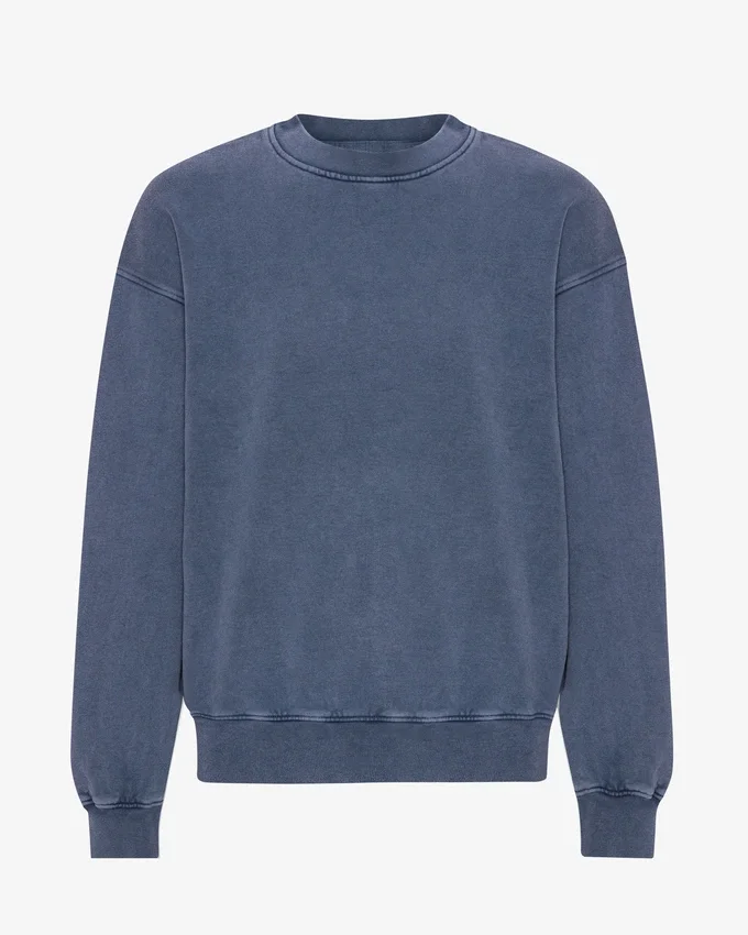 Jersey de cuello redondo oversize de algodón orgánico - Azul Neptuno