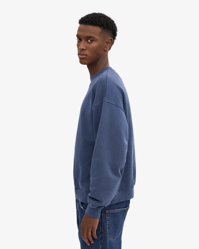 Jersey de cuello redondo oversize de algodón orgánico - Azul Neptuno