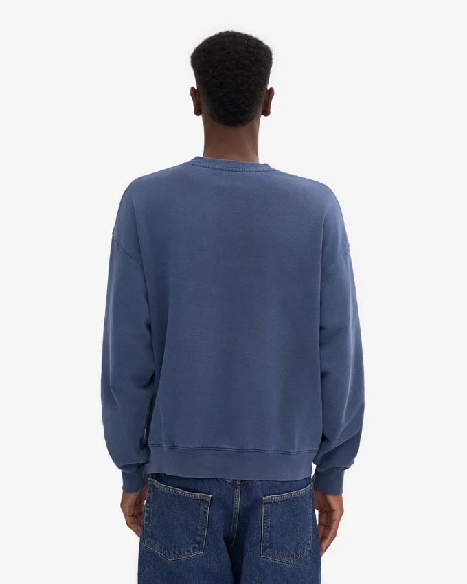 Jersey de cuello redondo oversize de algodón orgánico - Azul Neptuno
