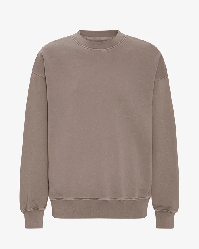 Jersey de cuello redondo oversize de algodón orgánico - Caqui descolorido
