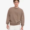 Jersey de cuello redondo oversize de algodón orgánico - Caqui descolorido