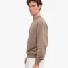Jersey de cuello redondo oversize de algodón orgánico - Caqui descolorido