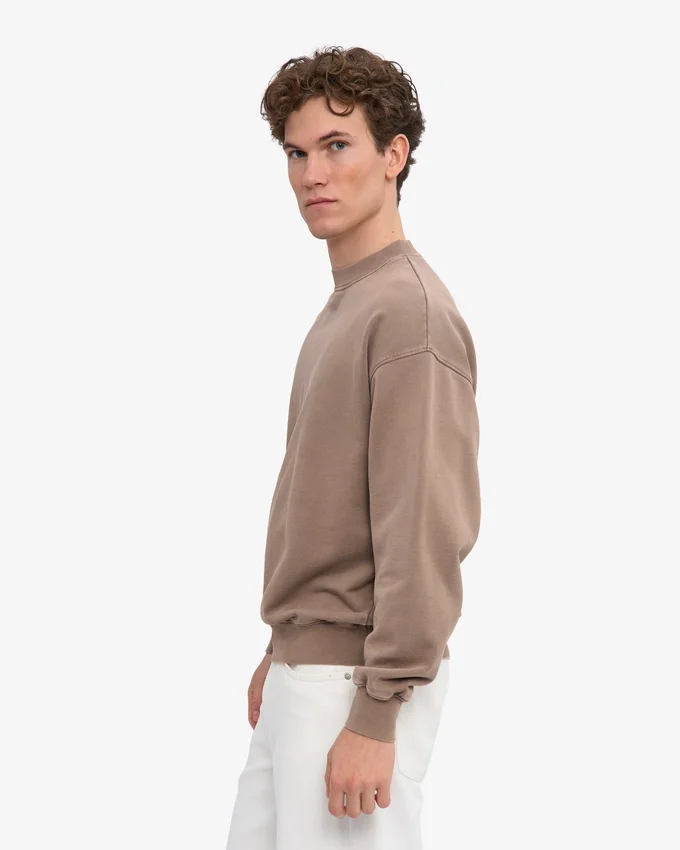 Jersey de cuello redondo oversize de algodón orgánico - Caqui descolorido