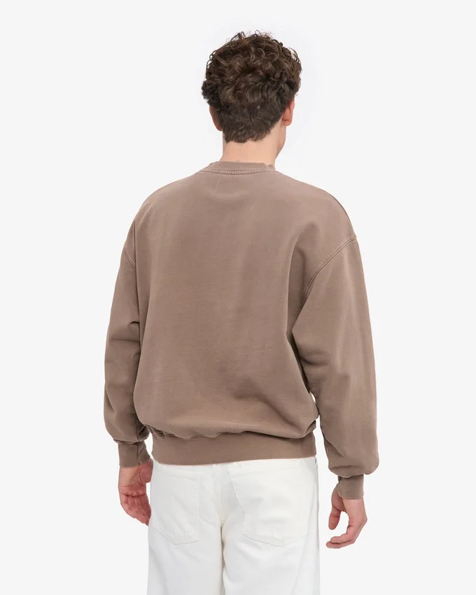 Jersey de cuello redondo oversize de algodón orgánico - Caqui descolorido