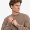 Jersey de cuello redondo oversize de algodón orgánico - Caqui descolorido