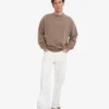 Jersey de cuello redondo oversize de algodón orgánico - Caqui descolorido