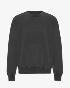 Jersey de cuello redondo oversize de algodón orgánico - Negro descolorido