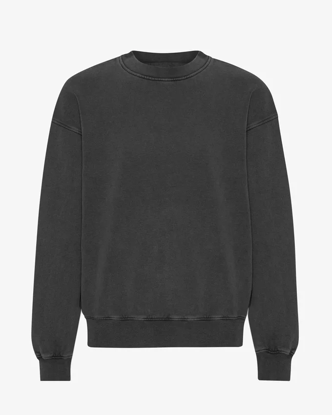 Jersey de cuello redondo oversize de algodón orgánico - Negro descolorido