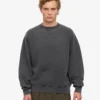 Jersey de cuello redondo oversize de algodón orgánico - Negro descolorido