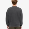 Jersey de cuello redondo oversize de algodón orgánico - Negro descolorido