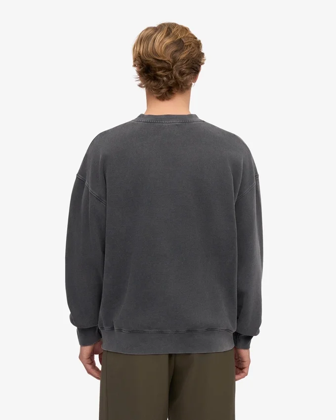 Jersey de cuello redondo oversize de algodón orgánico - Negro descolorido