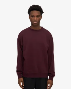 Jersey de cuello redondo oversize de algodón orgánico – Rojo sangre