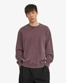 Jersey de cuello redondo oversize de algodón orgánico – Uva descolorida