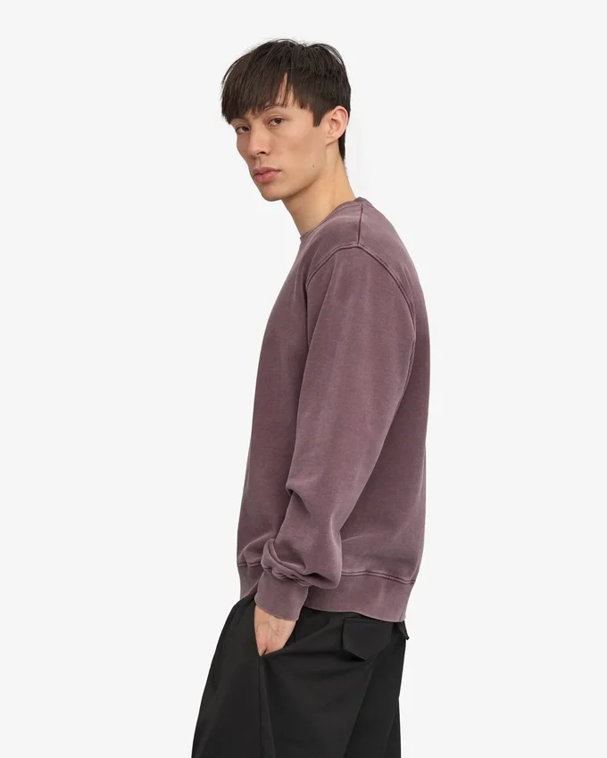 Jersey de cuello redondo oversize de algodón orgánico - Uva descolorida