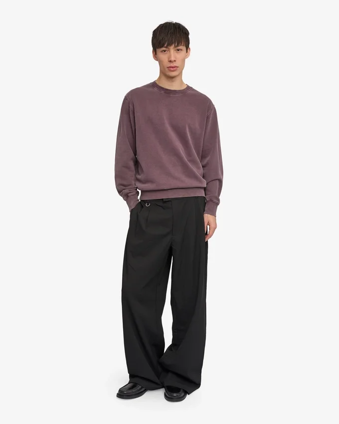 Jersey de cuello redondo oversize de algodón orgánico - Uva descolorida