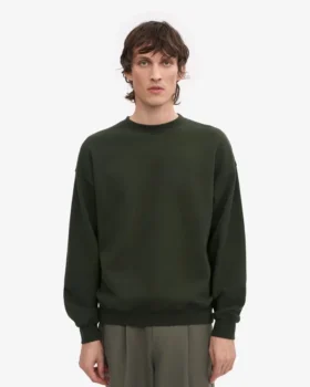 Jersey de cuello redondo oversize de algodón orgánico – Verde cazador