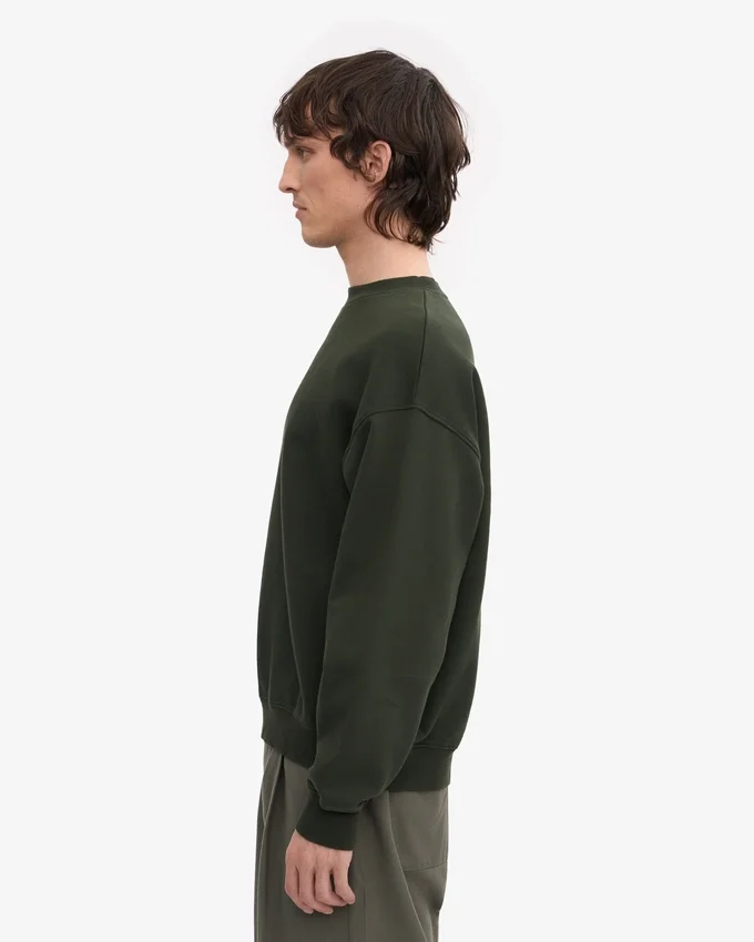 Jersey de cuello redondo oversize de algodón orgánico - Verde cazador