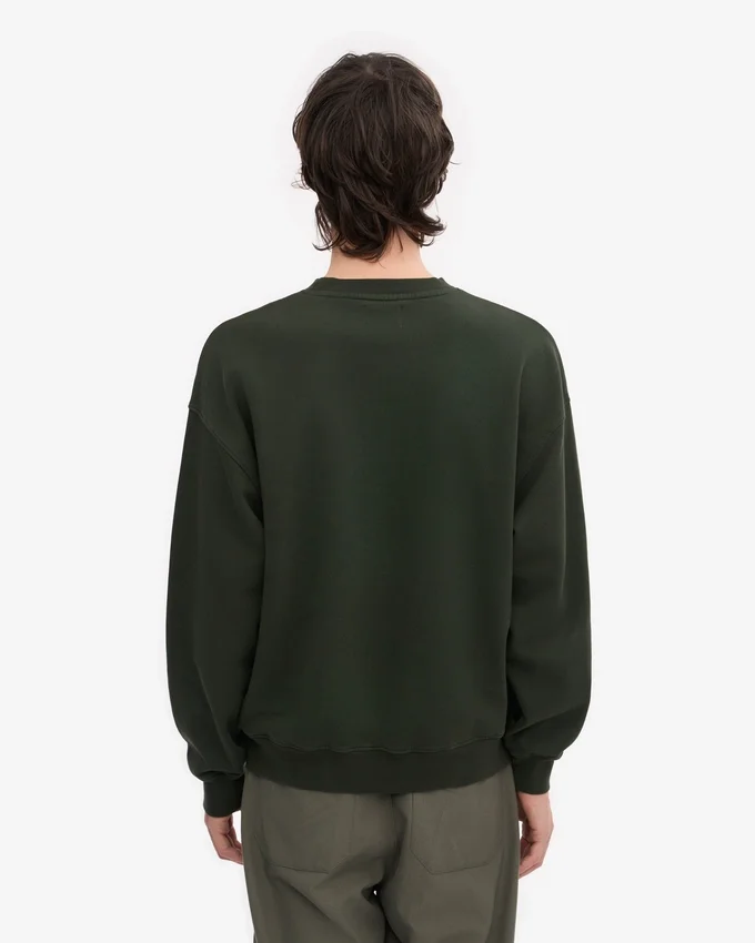 Jersey de cuello redondo oversize de algodón orgánico - Verde cazador