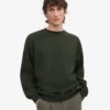 Jersey de cuello redondo oversize de algodón orgánico - Verde cazador