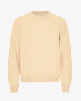 Jersey de cuello redondo oversize de lana merina - Amarillo suave