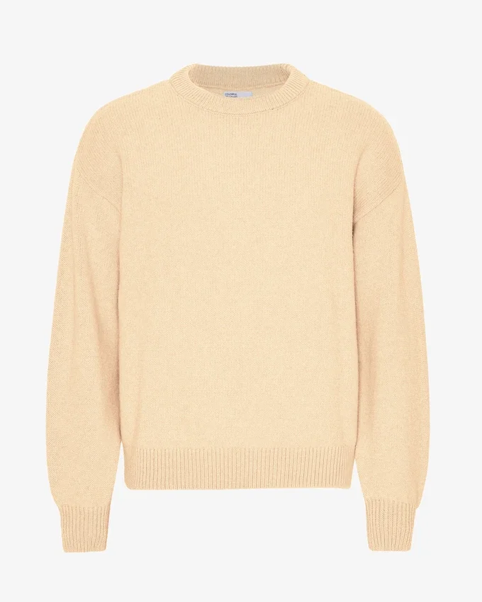 Jersey de cuello redondo oversize de lana merina - Amarillo suave