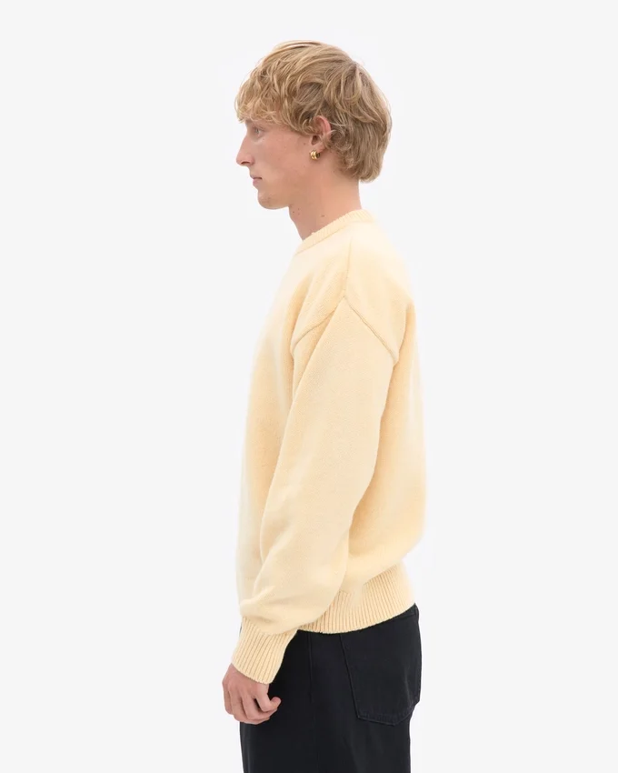 Jersey de cuello redondo oversize de lana merina - Amarillo suave
