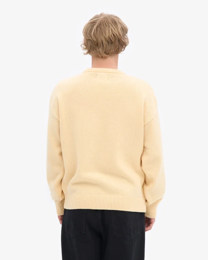 Jersey de cuello redondo oversize de lana merina - Amarillo suave