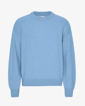 Jersey de cuello redondo oversize de lana merina - Azul mar
