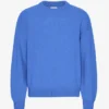 Jersey de cuello redondo oversize de lana merina - Azul Pacífico