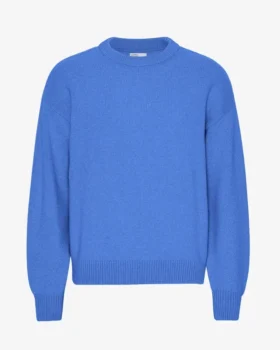 Jersey de cuello redondo oversize de lana merina - Azul Pacífico