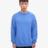 Jersey de cuello redondo oversize de lana merina - Azul Pacífico