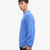 Jersey de cuello redondo oversize de lana merina - Azul Pacífico