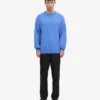 Jersey de cuello redondo oversize de lana merina - Azul Pacífico